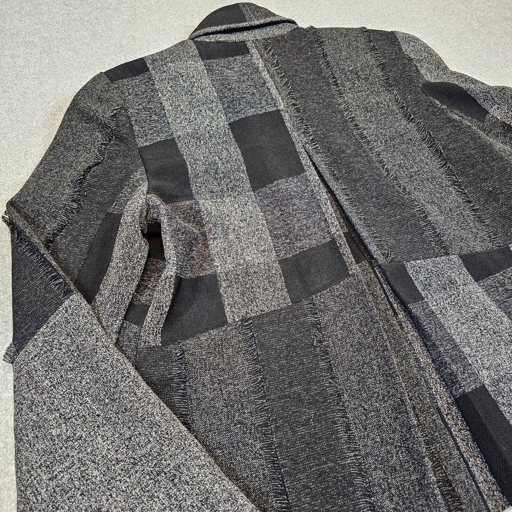 Coldwater Creek VTG Boxy Tweed Fringe Pleated Jacket Preppy Goth Plaid Gray 6 - Picture 8 of 15